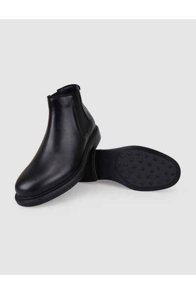 Cabani 100% Genuine Leather Black Elastic Men's Casual Boots