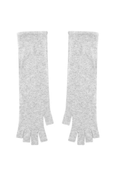 RİVUS Wool Blended Cut Fingers Long Knitwear Gloves - Gray