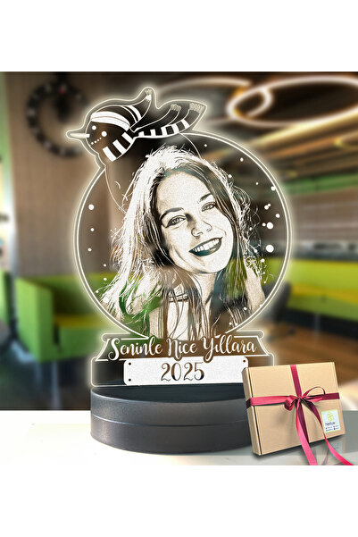 hediye-ci Sevgiliye Yılbaşı Hediyesi Sevgiliye Özel  Resimli Kar Küresi 3d Led Gece Lambası