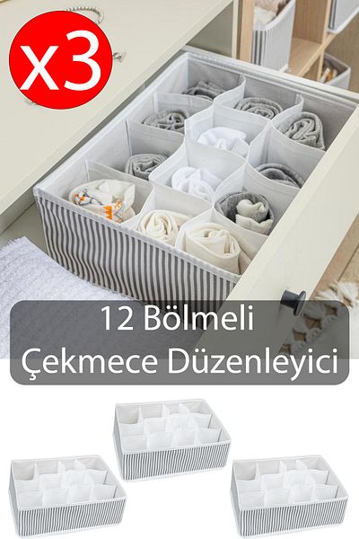 Emofom (3 ΤΕΜ) Συρταριέρα Organizer 12 θέσεων (31 cm x 25 cm x 12 cm)