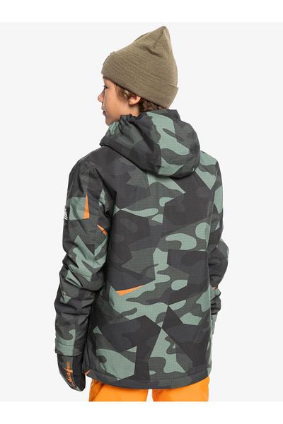 Quiksilver Mission Printed Youth Jk Kids Snowboard Jacket Eqbtj03199-Glw8 Puzzle Camo Sea Spray