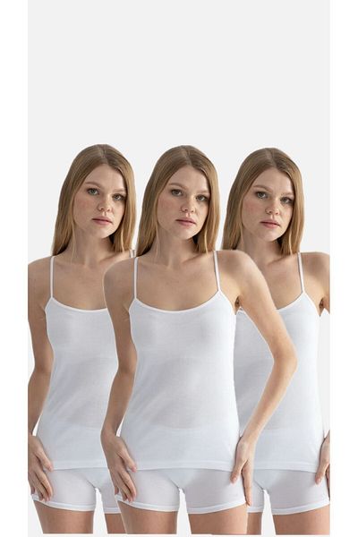 Lunamiratto Women &Apos; S White Lycra Tank Top - Rope Strap, Cotton, Economical Set of 3
