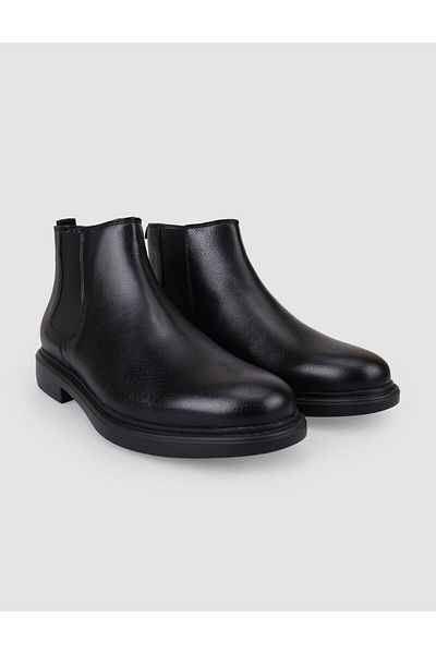 Cabani 100% Genuine Leather Black Elastic Men's Casual Boots