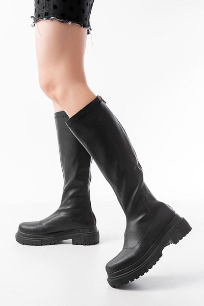 Aymood 812-301 Black Stretch Back Zipper Casual Women's Boots
