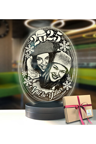 hediye-ci Yeni Yıl Kişiye Özel Resimli Oval Led Gece Lambası