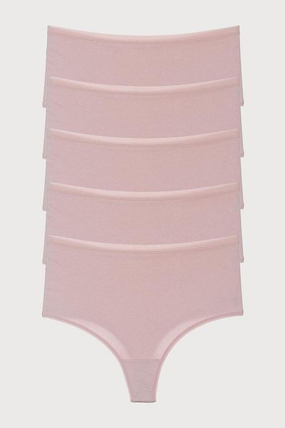 Nicoletta Women's Panties High Waist Thong Large Size 5 Pack Ten