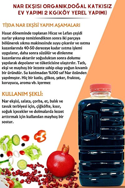 TİJDA Nar Ekşisi Organik,doğal Katkısız Ev Yapımı 2 Kg,anadolu Lezzeti(KÖY YEREL YAPIMI)