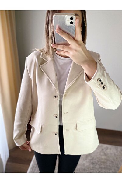 ziwod Bej Blazer Süet Ceket