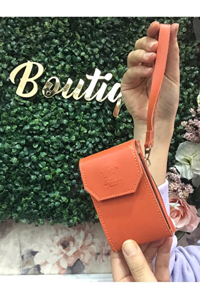 Çanta Trend إكسسوار نسائي بحزام معصم وحامل بطاقات برتقالي - 10 أقسام