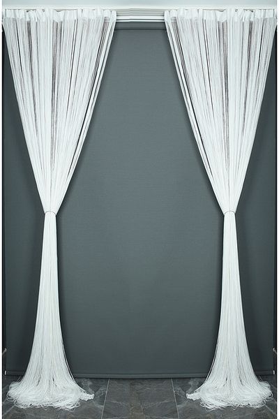 AKÇA TEKSTİL Rope Chain Broken White Color Width 100 cm Length 280 cm Ready Buttons Stitched Rope Curtain