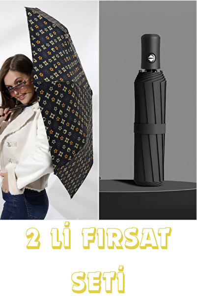MACERATİ Semsiye Otomatik 2li Set Full Fonksiyon Acma Kapama Fiber Tel Kalite...