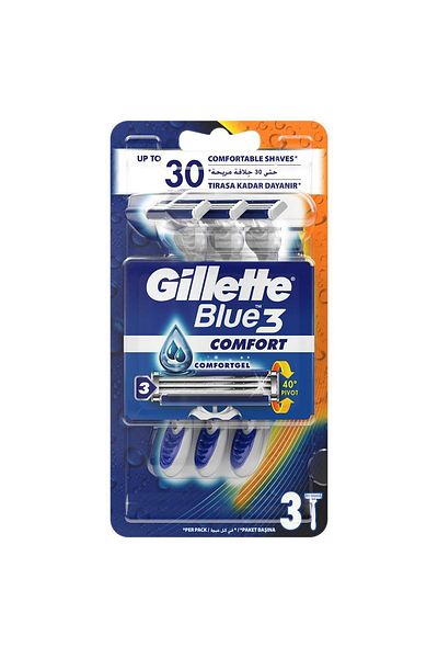Gillette Blue 3 Comfort 3 blades 3 razors Card (9664) --- Gillette Blue 3 Men's Razors Card 3 pieces