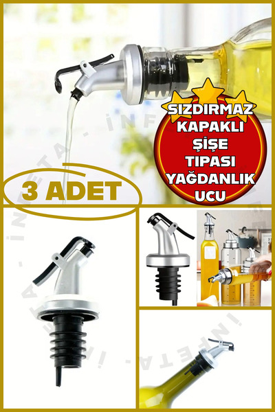 İnfeta 3 Adet Sızdırmaz Kapaklı Şişe Tıpası Yağdanlık Ucu Yağdanlık Başlığı, ...