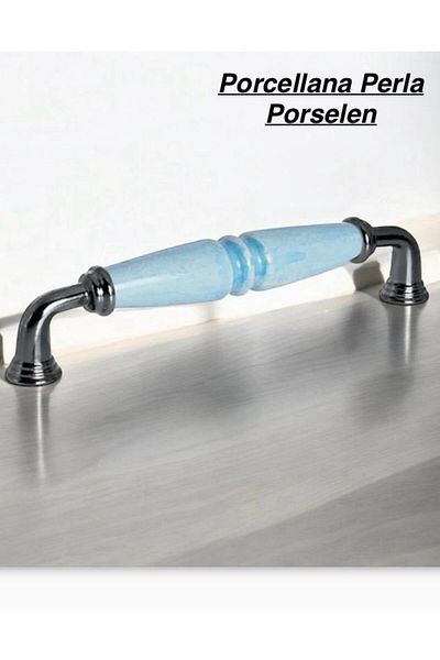 Porcellana Perla 96 مللي متر - بورسلين - مقبض أثاث معدني خزانة درج حمام مقبض أطفال مقبض Kulb-İnci96-STK3317