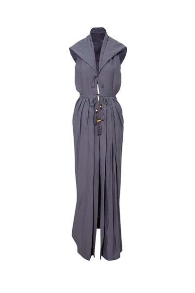 RİVUS Anthracite Hooded Long Kimono