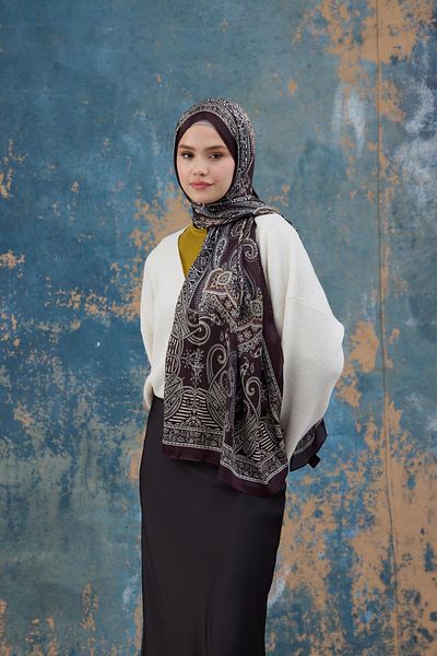 İpekhan Σάλι Plum Indian Voile - 5008-15