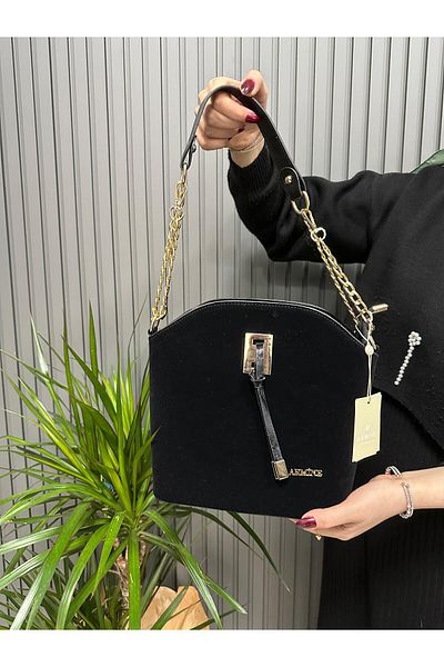 Armine Black Suede Bag - Ar10205 Model