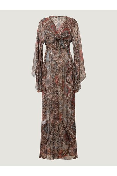 RİVUS Kimono cu model - Detaliu cravată în față
