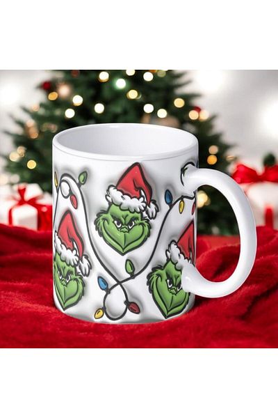 Touz Moda كوب Grinch ثلاثي الأبعاد مطبوع عليه عيد الميلاد للعام الجديد