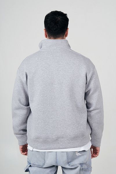 MBEY Φούτερ Oversize με χρυσό φερμουάρ ανοιχτό γκρι