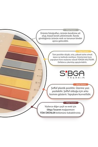 sibga tasarım ورق ملاحظات ملون شفاف - 200 ورقة من ملصقات المرجعية