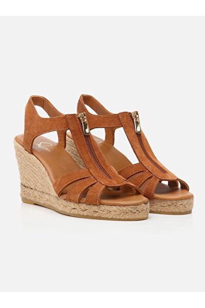 Su Espadril Zippa Taba Kadın Dolgu Topuklu Espadril
