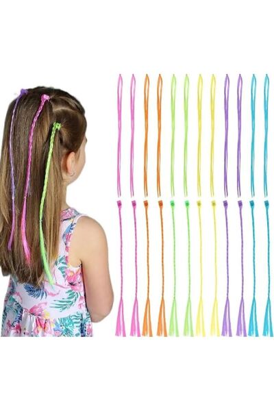 Genel Markalar Rengarenk 6'lı Örgülü Takma Renkli Saç Tokası