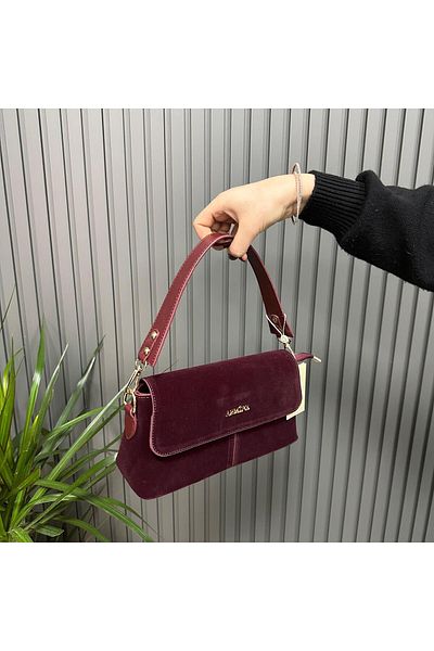 Armine Burgundy Suede Bag - Ar34704 Model