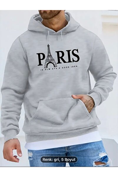 NEW TRENDY COLLECTİON Classic Graphic Printed Paris Sweatshirt Black Red Gray