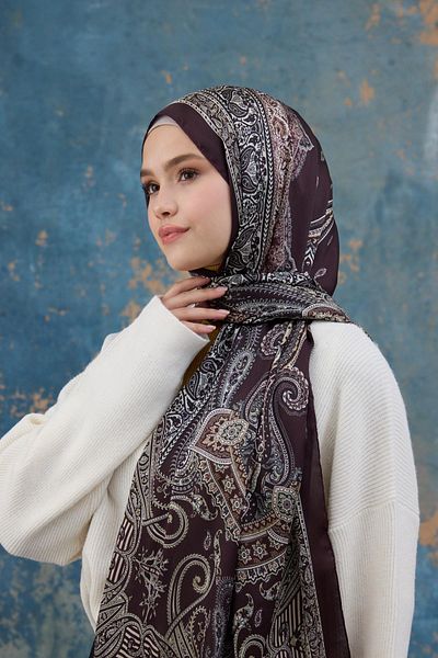 İpekhan Σάλι Plum Indian Voile - 5008-15