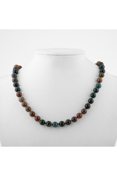 OSMANLI DOĞAL TAŞ Indian Agate 8 Mm Knotted Natural Stone Necklace