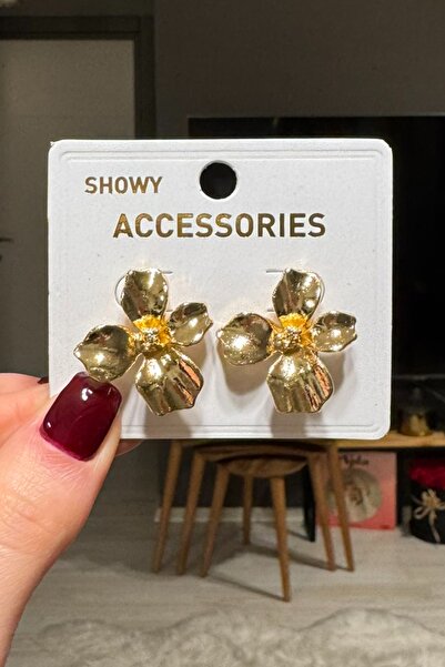 H&E LUXURY DESIGN Kadın Üç Boyutlu Çiçek Küpe