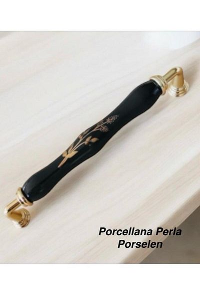 Porcellana Perla (16cm)-Porcelain Cabinet Handle Handle Furniture Drawer Cloakroom Bathroom Handle Kulb-Metal-Sapphire160Mm-Stk3321