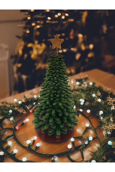 Artikel Green Felt Christmas Tree, Decorative Christmas Ornament, Tabletop Christmas Tree (28 cm)