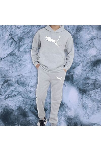 Minikelya Kangaroo Pocketed Leopard Tracksuit Set with 6 Color Options
