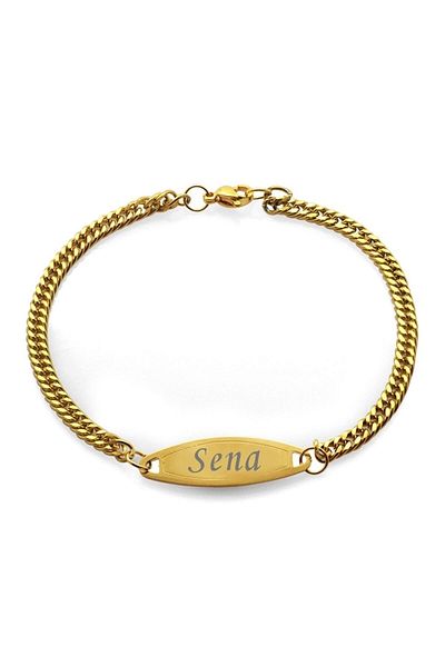 Tesbihane Gold Color Women's Bracelet with Steel Chain
