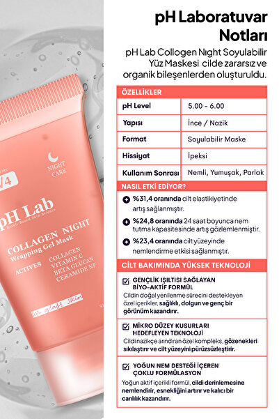 Ph Lab Phlab Collagen Night Soyulabilen Kolajen Gece Maskesi, Soyulabilir Kolejen Yüz Maskesi