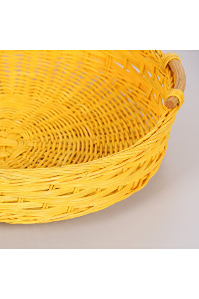 Mylamp Rattan Handle Designed Yellow 35X 7/8 Cm. Rattan Tray