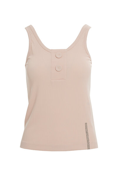 GİZİA Düğme Detaylı Pembe Askılı Bluz