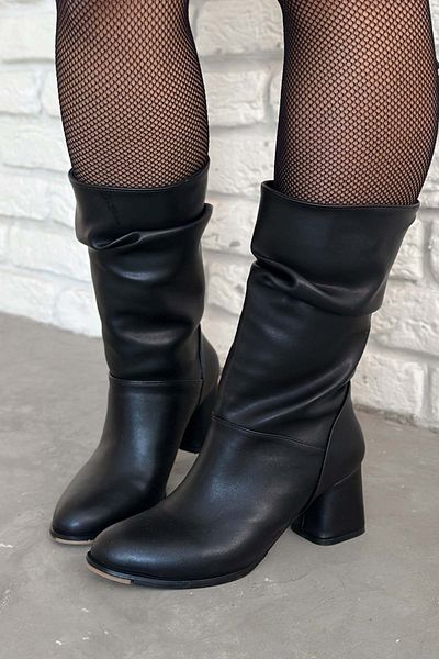 Shoebutik Γυναικείες μπότες Brenda Μαύρες Δερμάτινες Loose Cut χωρίς φερμουάρ