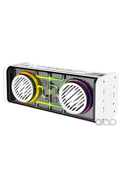 TEKNOHANE Bluetooth Hoparlör Ses Bombası Yüksek Ses Gücü Led Işık 10 Watt Beyaz-siyah