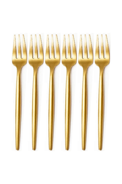 Kitchen Design Lab Gold Limon Ve Fondü Çatalı, Gold 6'lı  Çatal Takımı 13 Cm