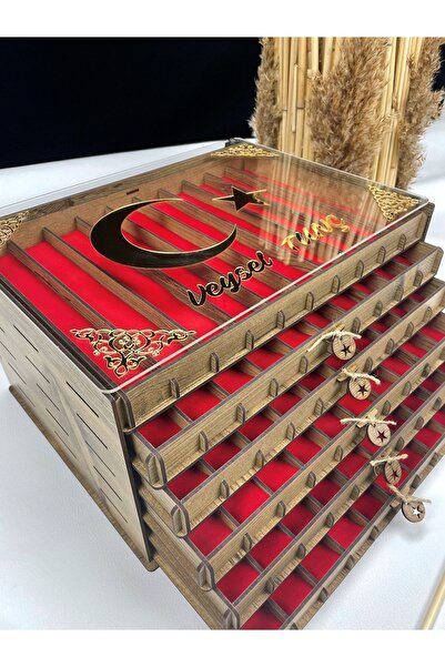 Yaman Hediyelik Kişiye Özel Cam Kapaklı Ahşap Tesbih Koleksiyon Kutusu Tespih Kutusu (60 TESBİHLİK)