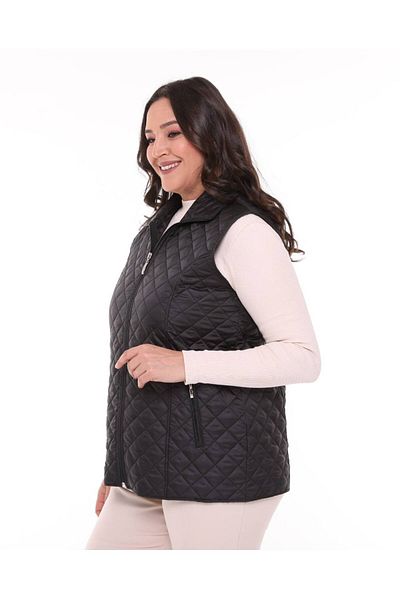 Butik Ayseba Women's Black Plus Size Quilted Short Vest