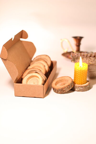 FRİG LAVANTA TASARIM HEDİYELİK Ahşap Mum Altlığı Mumluk İç çap 4 cm 10 adet