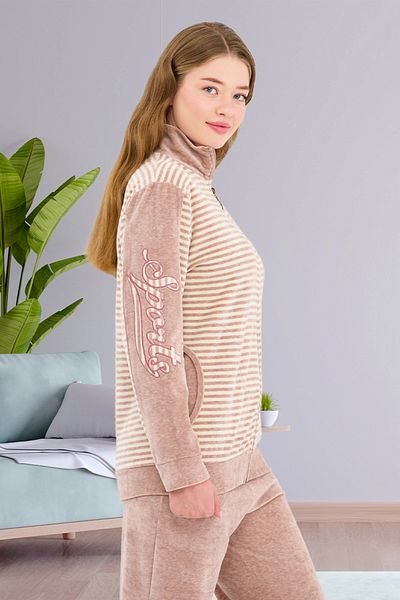 Bella Linda Σετ γυναικεία αθλητική φόρμα Soft Velvet Embroidered