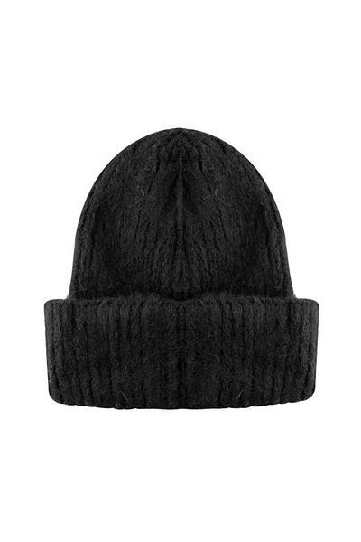 RİVUS Corded Knitwear Beret with Embroidery Detail - Black