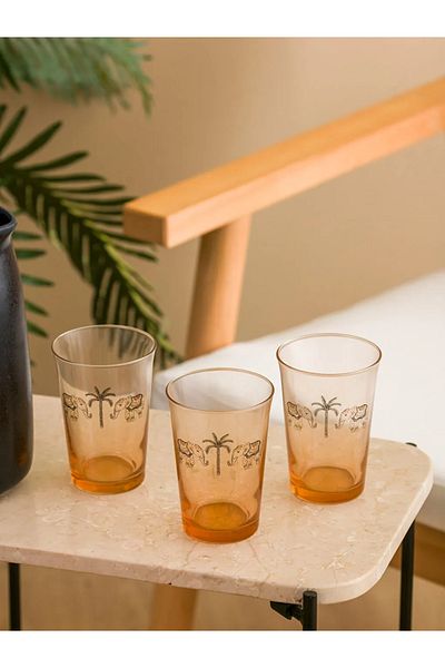LC Waikiki Mixed Elephant Printed Glass Glass 3 Pack 315 ml
