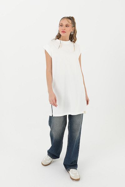 Soul Ecru Women's Sleeveless Basic T-Shirt - 30725Tun