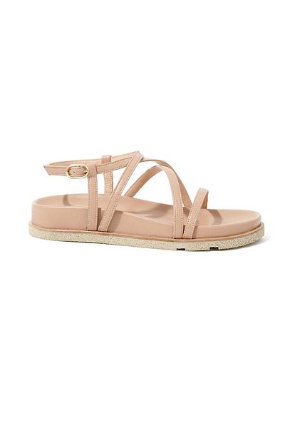 RİVUS Flat Sandals with Leather Band Detail - Nude